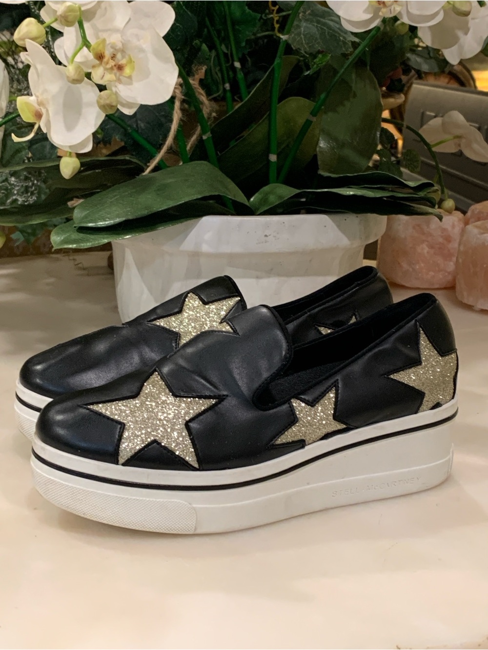 STELLA MCCARTNEY METALLIC STAR PLATFORM SNEAKER SIZE 38